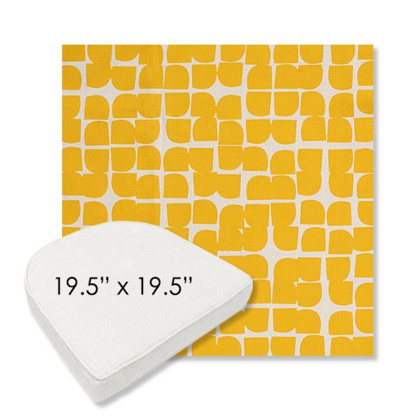 Picture of Toggle Lemon Drop | 19.5" x 19.5" Boxed Contoured Rounded Back Wicker Chair Cushion - Sunbrella© Fabric
