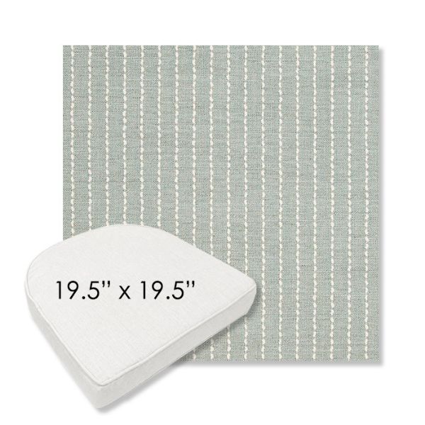 Picture of Trail Sky | 19.5" x 19.5" Boxed Contoured Rounded Back Wicker Chair Cushion - Sunbrella© Fabric
