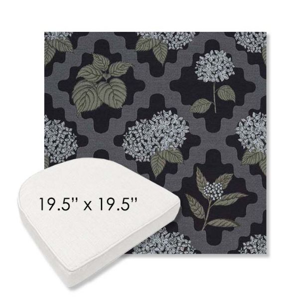 Picture of Trellis Morning Glory | 19.5" x 19.5" Boxed Contoured Rounded Back Wicker Chair Cushion - Sunbrella© Fabric