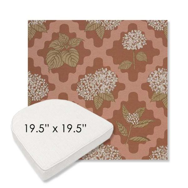 Picture of Trellis Primrose | 19.5" x 19.5" Boxed Contoured Rounded Back Wicker Chair Cushion - Sunbrella© Fabric
