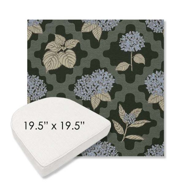 Picture of Trellis Topiary | 19.5" x 19.5" Boxed Contoured Rounded Back Wicker Chair Cushion - Sunbrella© Fabric