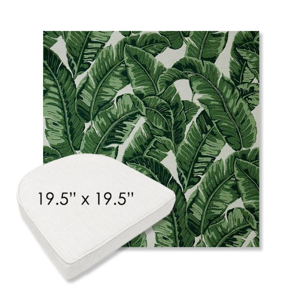 Picture of Tropics Jungle | 19.5" x 19.5" Boxed Contoured Rounded Back Wicker Chair Cushion - Sunbrella© Fabric