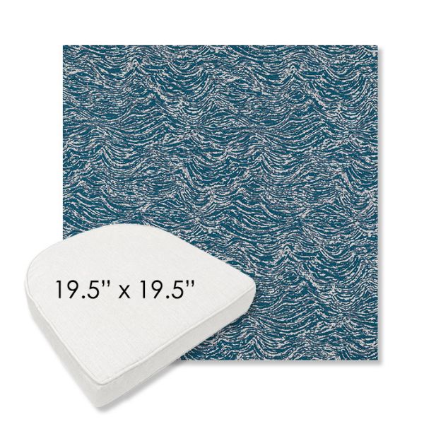 Picture of Undercurrent Lagoon | 19.5" x 19.5" Boxed Contoured Rounded Back Wicker Chair Cushion - Sunbrella© Fabric