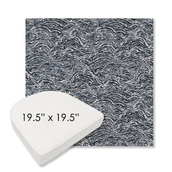 Picture of Undercurrent Tide | 19.5" x 19.5" Boxed Contoured Rounded Back Wicker Chair Cushion - Sunbrella© Fabric