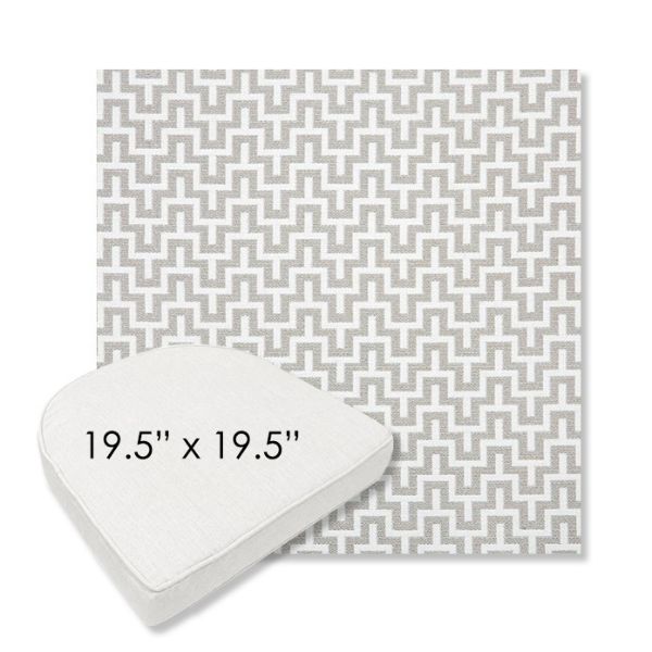Picture of Underline Dove | 19.5" x 19.5" Boxed Contoured Rounded Back Wicker Chair Cushion - Sunbrella© Fabric