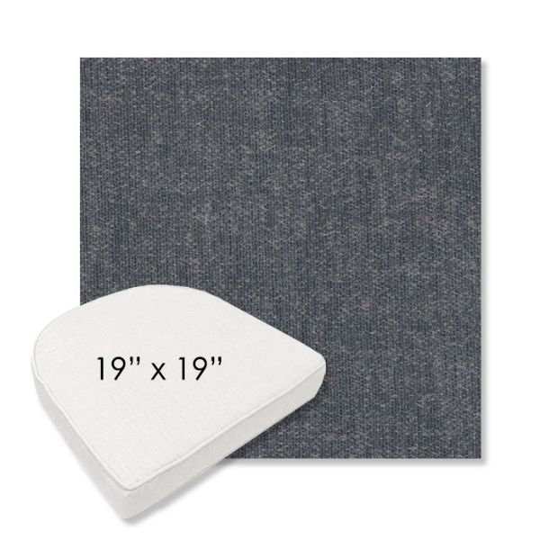 Picture of Dither Slate | 19" x 19" Boxed Contoured Rounded Back Wicker Chair Cushion - Sunbrella© Fabric