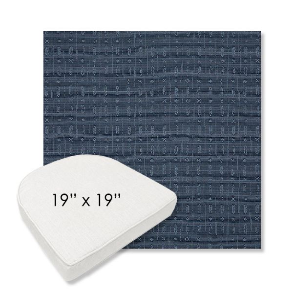 Picture of Embrace Indigo | 19" x 19" Boxed Contoured Rounded Back Wicker Chair Cushion - Sunbrella© Fabric