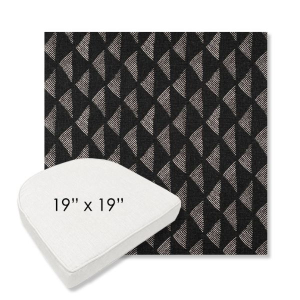 Picture of Etched Angles Char | 19" x 19" Boxed Contoured Rounded Back Wicker Chair Cushion - Sunbrella© Fabric