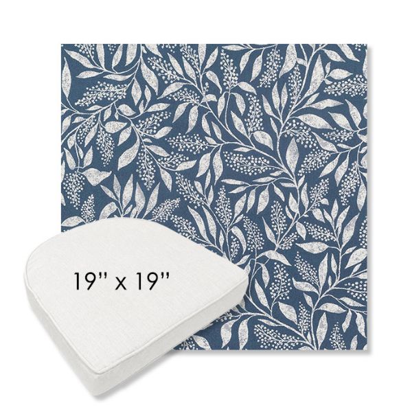 Picture of Exquisite Indigo | 19" x 19" Boxed Contoured Rounded Back Wicker Chair Cushion - Sunbrella© Fabric