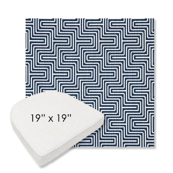 Picture of Figure Indigo | 19" x 19" Boxed Contoured Rounded Back Wicker Chair Cushion - Sunbrella© Fabric