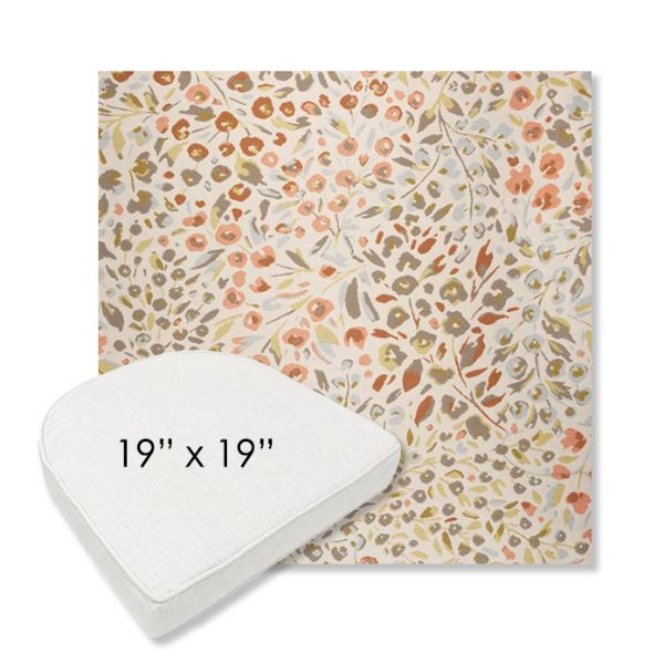 Picture of Flora Sunset | 19" x 19" Boxed Contoured Rounded Back Wicker Chair Cushion - Sunbrella© Fabric