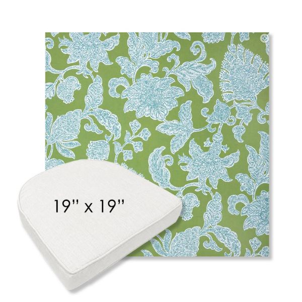 Picture of Floral Song Spring | 19" x 19" Boxed Contoured Rounded Back Wicker Chair Cushion - Sunbrella© Fabric