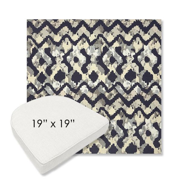 Picture of Inga Midnight | 19" x 19" Boxed Contoured Rounded Back Wicker Chair Cushion - Sunbrella© Fabric