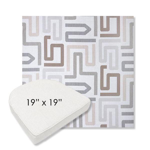 Picture of Labyrinth Cloud | 19" x 19" Boxed Contoured Rounded Back Wicker Chair Cushion - Sunbrella© Fabric