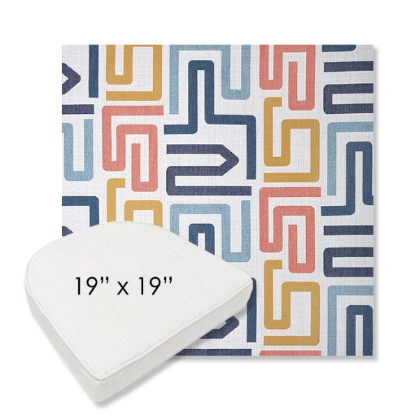 Picture of Labyrinth Fiesta | 19" x 19" Boxed Contoured Rounded Back Wicker Chair Cushion - Sunbrella© Fabric