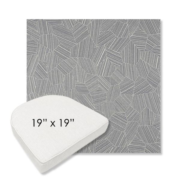 Picture of Leaf Structure Slate | 19" x 19" Boxed Contoured Rounded Back Wicker Chair Cushion - Sunbrella© Fabric