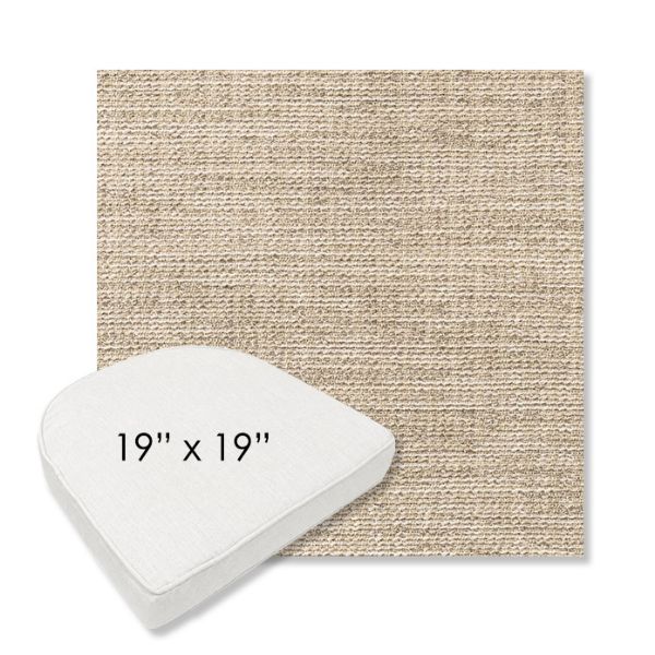 Picture of Momento Parchment | 19" x 19" Boxed Contoured Rounded Back Wicker Chair Cushion - Sunbrella© Fabric