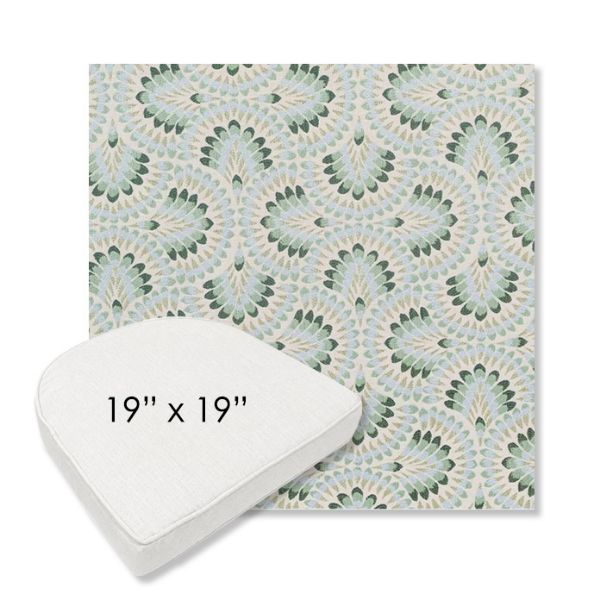 Picture of Plume Spring | 19" x 19" Boxed Contoured Rounded Back Wicker Chair Cushion - Sunbrella© Fabric