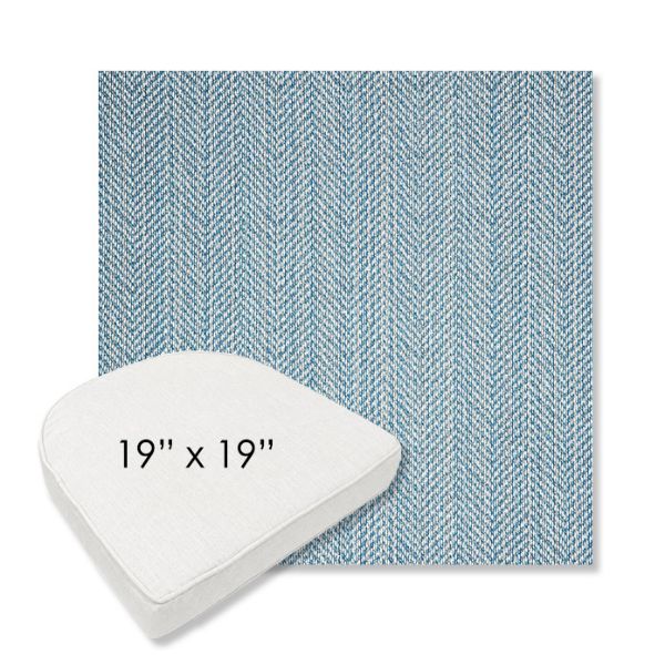Picture of Posh Sky | 19" x 19" Boxed Contoured Rounded Back Wicker Chair Cushion - Sunbrella© Fabric