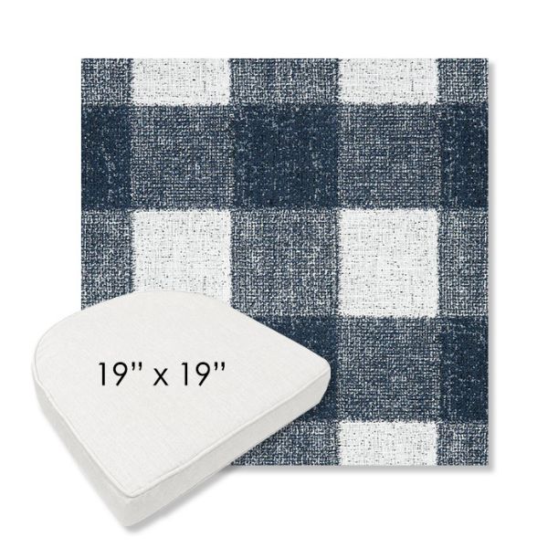 Picture of Preso Indigo | 19" x 19" Boxed Contoured Rounded Back Wicker Chair Cushion - Sunbrella© Fabric