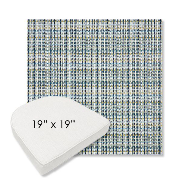 Picture of Principle Lagoon | 19" x 19" Boxed Contoured Rounded Back Wicker Chair Cushion - Sunbrella© Fabric