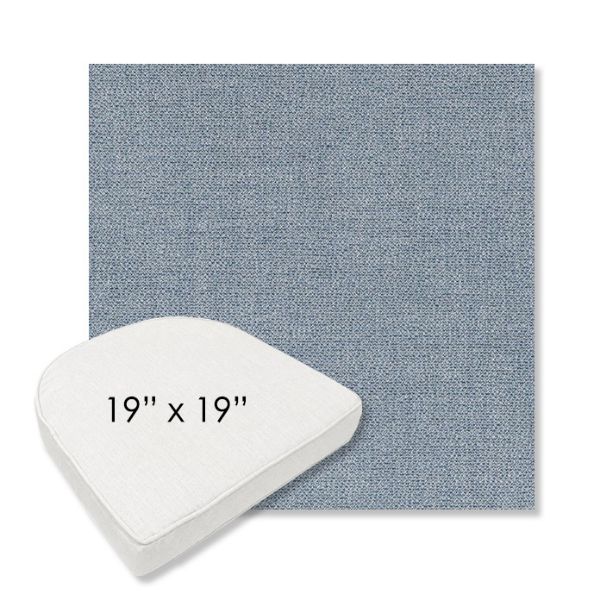 Picture of Remix Denim | 19" x 19" Boxed Contoured Rounded Back Wicker Chair Cushion - Sunbrella© Fabric