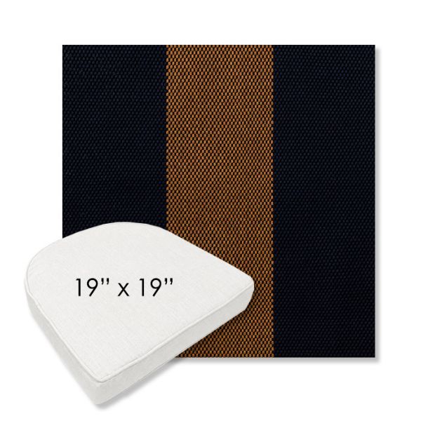 Picture of Rothko Bourbon Blue | 19" x 19" Boxed Contoured Rounded Back Wicker Chair Cushion - Sunbrella© Fabric