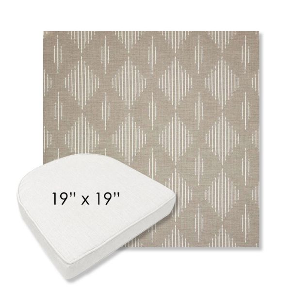 Picture of Spinner Diamond Pebble | 19" x 19" Boxed Contoured Rounded Back Wicker Chair Cushion - Sunbrella© Fabric