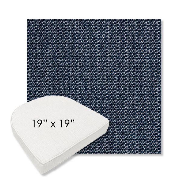 Picture of Tailored Indigo | 19" x 19" Boxed Contoured Rounded Back Wicker Chair Cushion - Sunbrella© Fabric