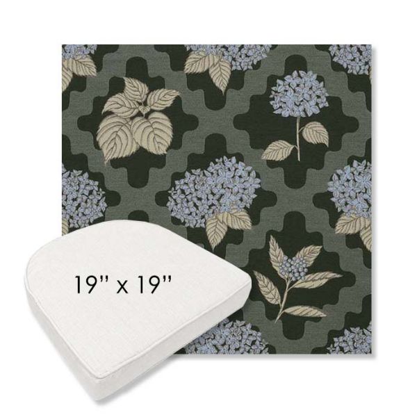Picture of Trellis Topiary | 19" x 19" Boxed Contoured Rounded Back Wicker Chair Cushion - Sunbrella© Fabric