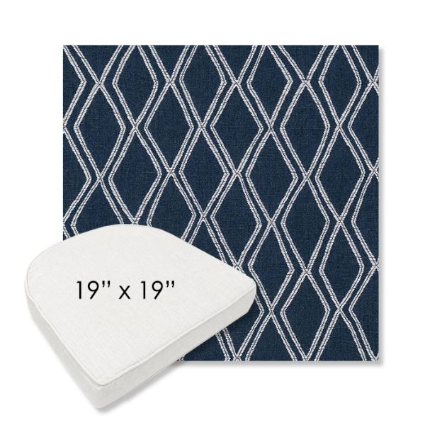 Picture of Voyage Indigo | 19" x 19" Boxed Contoured Rounded Back Wicker Chair Cushion - Sunbrella© Fabric
