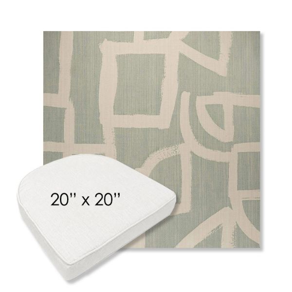 Picture of Brushstroke Duckegg | 20" x 20" Boxed Contoured Rounded Back Wicker Chair Cushion - Sunbrella© Fabric