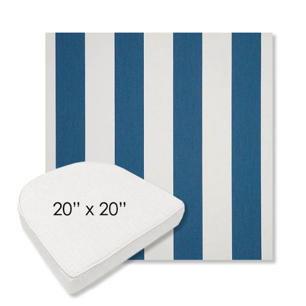 Picture of Cabana Regatta | 20" x 20" Boxed Contoured Rounded Back Wicker Chair Cushion - Sunbrella© Fabric