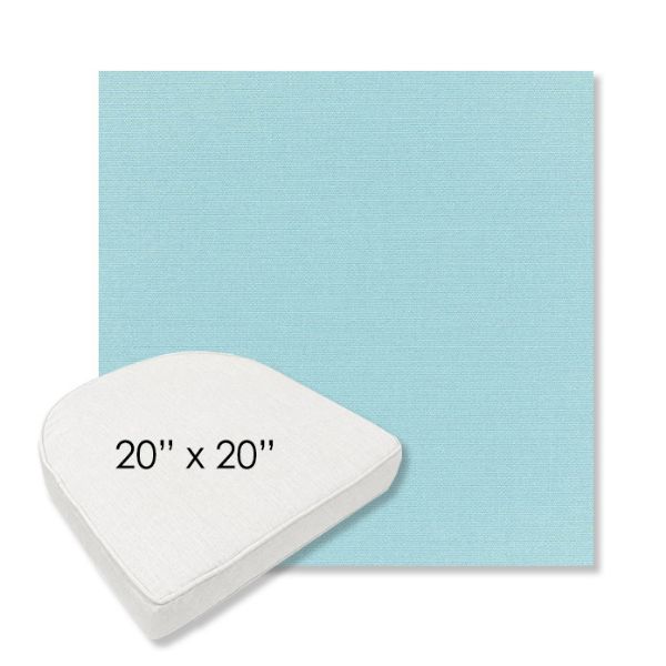 Picture of Canvas Mineral Blue | 20" x 20" Boxed Contoured Rounded Back Wicker Chair Cushion - Sunbrella© Fabric