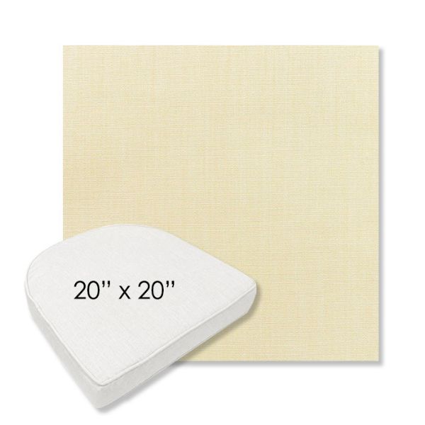 Picture of Canvas Vellum | 20" x 20" Boxed Contoured Rounded Back Wicker Chair Cushion - Sunbrella© Fabric