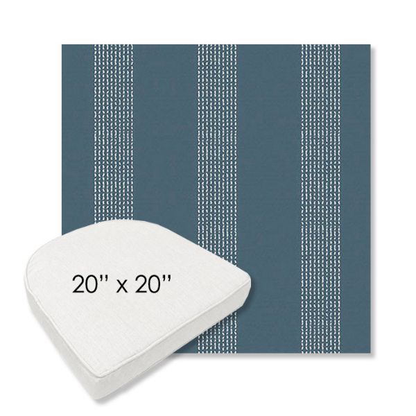 Picture of Caper Slate | 20" x 20" Boxed Contoured Rounded Back Wicker Chair Cushion - Sunbrella© Fabric