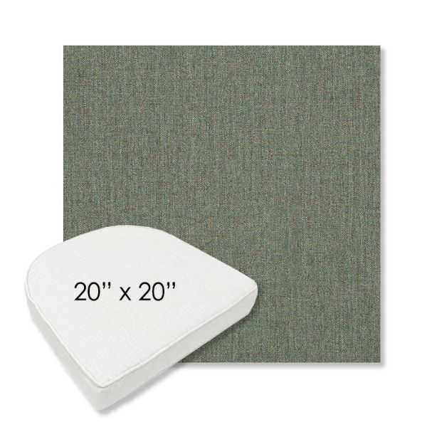 Picture of Cast Sage | 20" x 20" Boxed Contoured Rounded Back Wicker Chair Cushion - Sunbrella© Fabric