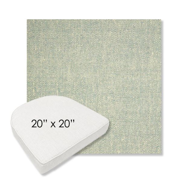 Picture of Chartres Mist | 20" x 20" Boxed Contoured Rounded Back Wicker Chair Cushion - Sunbrella© Fabric
