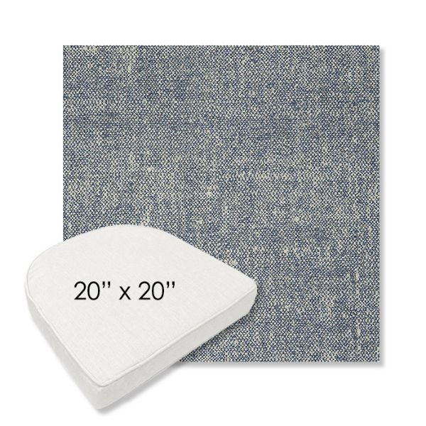 Picture of Chartres Storm | 20" x 20" Boxed Contoured Rounded Back Wicker Chair Cushion - Sunbrella© Fabric