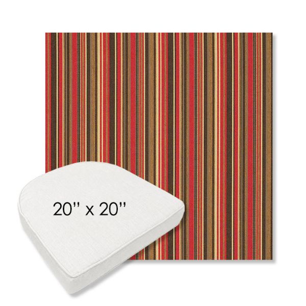 Picture of Dorsett Cherry | 20" x 20" Boxed Contoured Rounded Back Wicker Chair Cushion - Sunbrella© Fabric