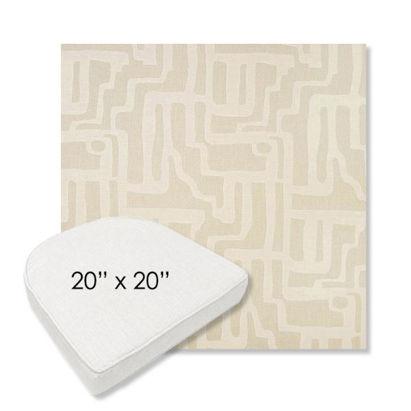 Picture of Escher Alabaster | 20" x 20" Boxed Contoured Rounded Back Wicker Chair Cushion - Sunbrella© Fabric