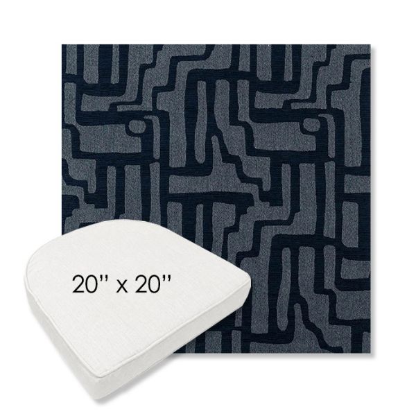 Picture of Escher Indigo | 20" x 20" Boxed Contoured Rounded Back Wicker Chair Cushion - Sunbrella© Fabric