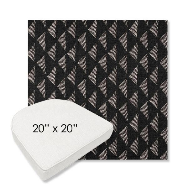 Picture of Etched Angles Char | 20" x 20" Boxed Contoured Rounded Back Wicker Chair Cushion - Sunbrella© Fabric