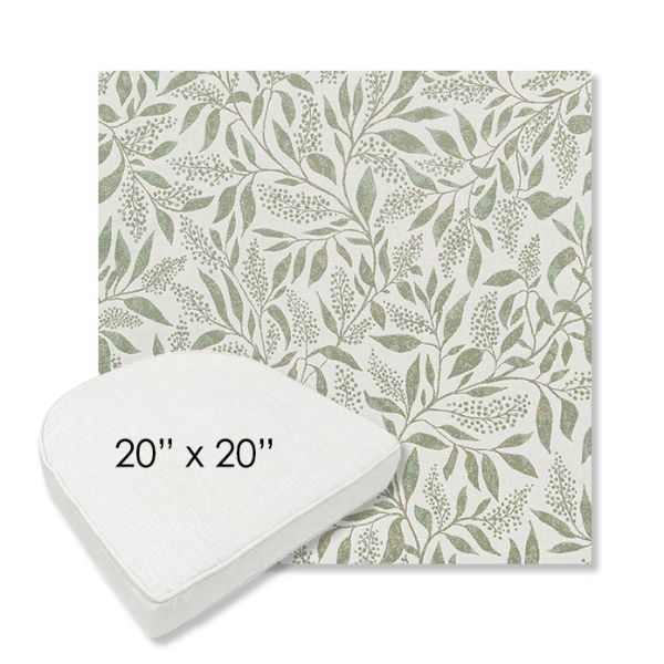 Picture of Exquisite Aloe | 20" x 20" Boxed Contoured Rounded Back Wicker Chair Cushion - Sunbrella© Fabric