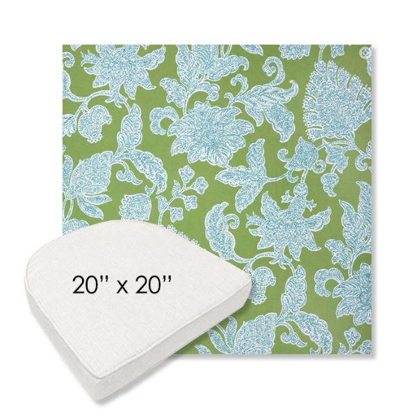 Picture of Floral Song Spring | 20" x 20" Boxed Contoured Rounded Back Wicker Chair Cushion - Sunbrella© Fabric