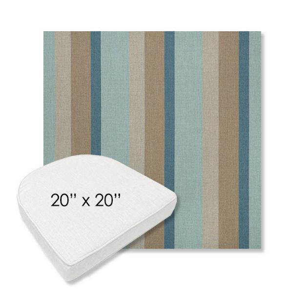Picture of Gateway Mist | 20" x 20" Boxed Contoured Rounded Back Wicker Chair Cushion - Sunbrella© Fabric