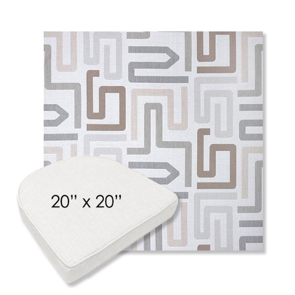 Picture of Labyrinth Cloud | 20" x 20" Boxed Contoured Rounded Back Wicker Chair Cushion - Sunbrella© Fabric
