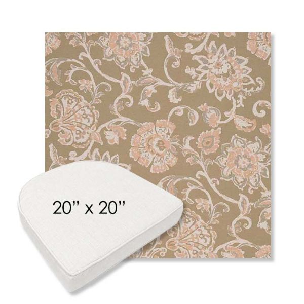 Picture of Martha Floral Spring | 20" x 20" Boxed Contoured Rounded Back Wicker Chair Cushion - Sunbrella© Fabric