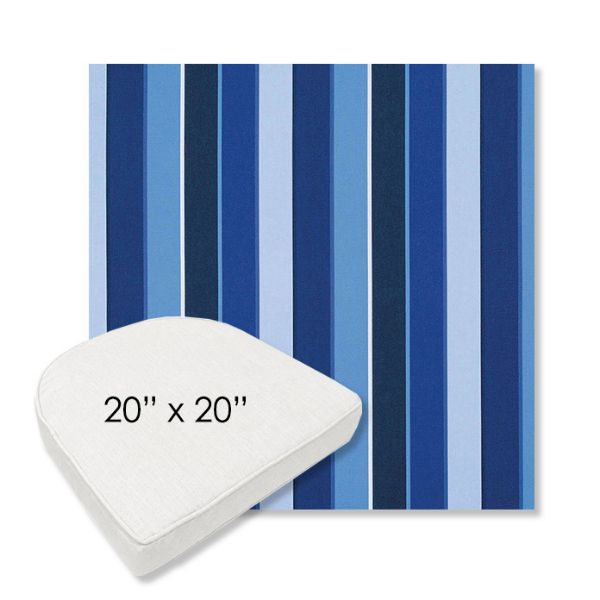 Picture of Milano Cobalt | 20" x 20" Boxed Contoured Rounded Back Wicker Chair Cushion - Sunbrella© Fabric