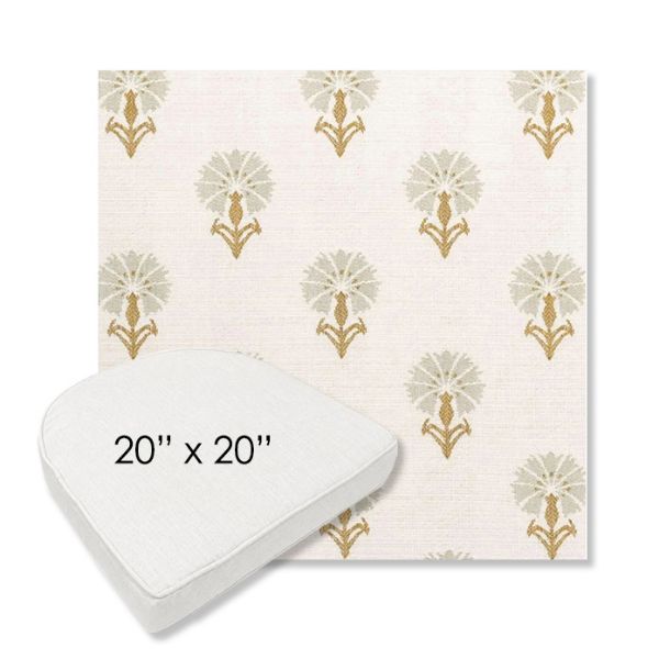 Picture of Mira Seasalt | 20" x 20" Boxed Contoured Rounded Back Wicker Chair Cushion - Sunbrella© Fabric